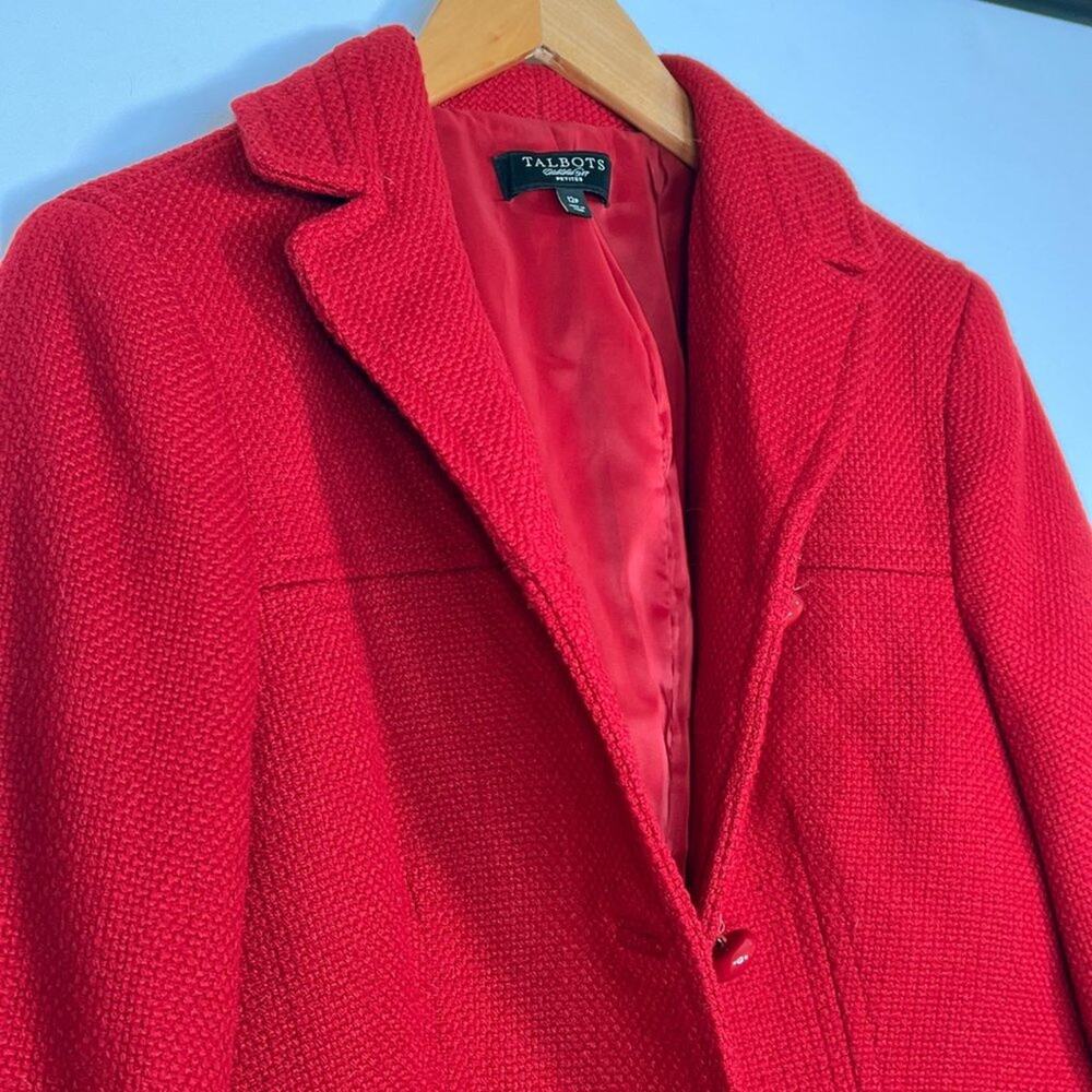 Talbots Red Wool Blend Pique Suit Jacket - Picture 5 of 14
